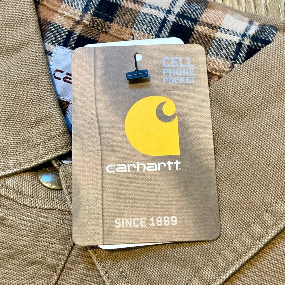 Carhartt Men’s Canvas Shirt Jacket Flannel Lined Long Sleeve Tan Tall Large NWT - Picture 5 of 15